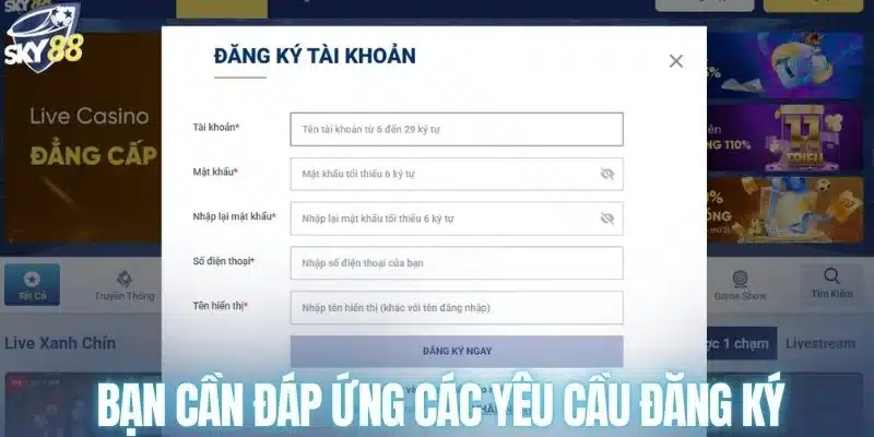 Bạn cần đáp ứng các yêu cầu đăng ký Sky88