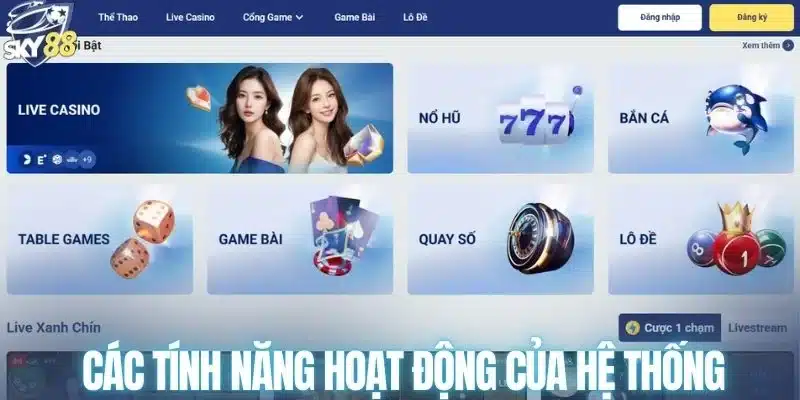 Các tính năng hoạt động của hệ thống